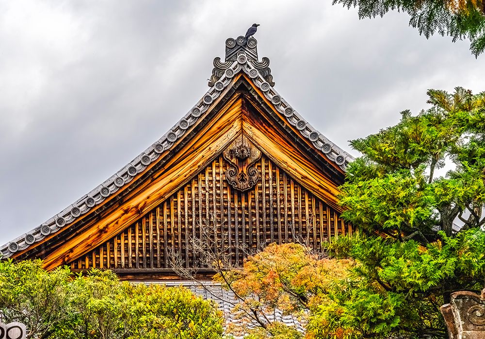Colorful foliage, Main Hall, Tofuku-ji Zen Buddhist Temple, Kyoto, Japan. Dates to 1236.